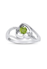 catchy white gold round peridot gemstone diamond heart birthstone baby ring